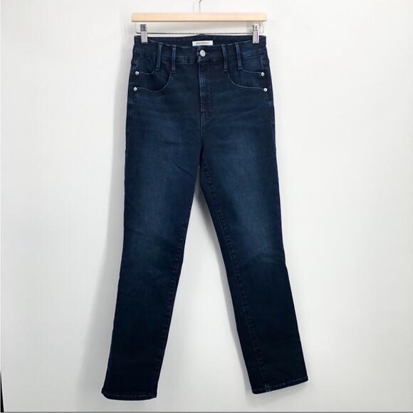 Good American Good Straight Leg Double Pocket Jeans Dark Blue Wash 4 - Picture 1 of 5